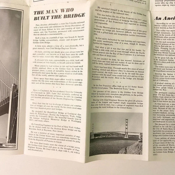 Vintage Golden Gate Bridge Brochure and Map Collectible Travel Souvenirs - Picture 4 of 12